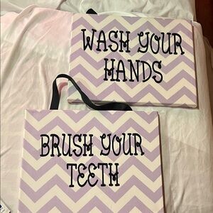 Purple Chevron Bathroom Signs